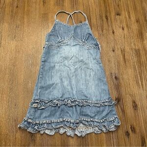3/27$ Old Navy Blue Denim Kids Dress with Ruffles size 6